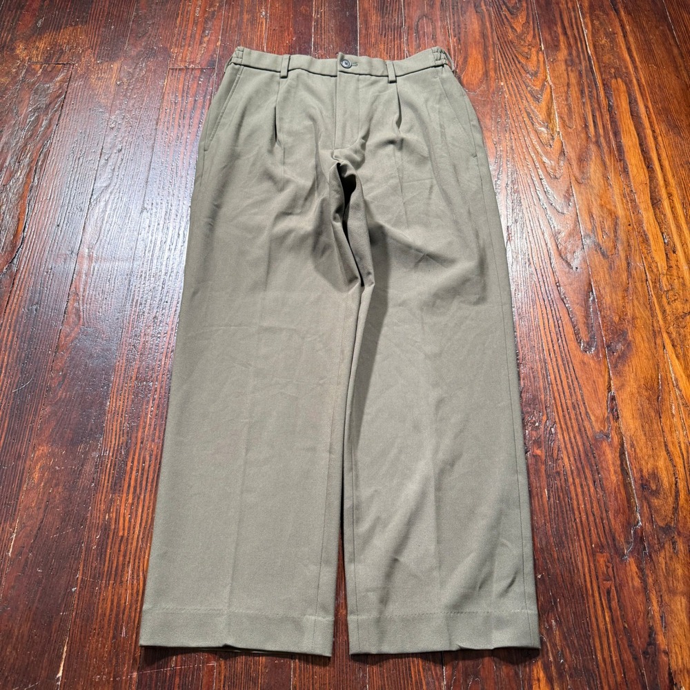Uniqlo‎ Pants Womens S Green Wide Leg Pleated Stretch Elastic Waist Drawstring